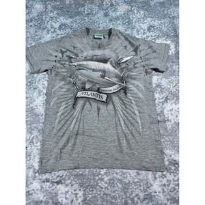 Atlantis Kids Gray Shark Paradise Island Graphic T Shirt Size M Cotton